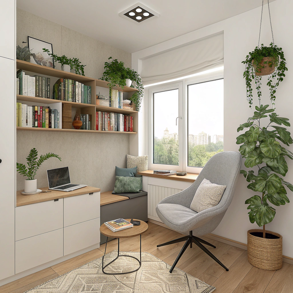 Дизайн зал с компьютерными: рабочий уголок в гостиной