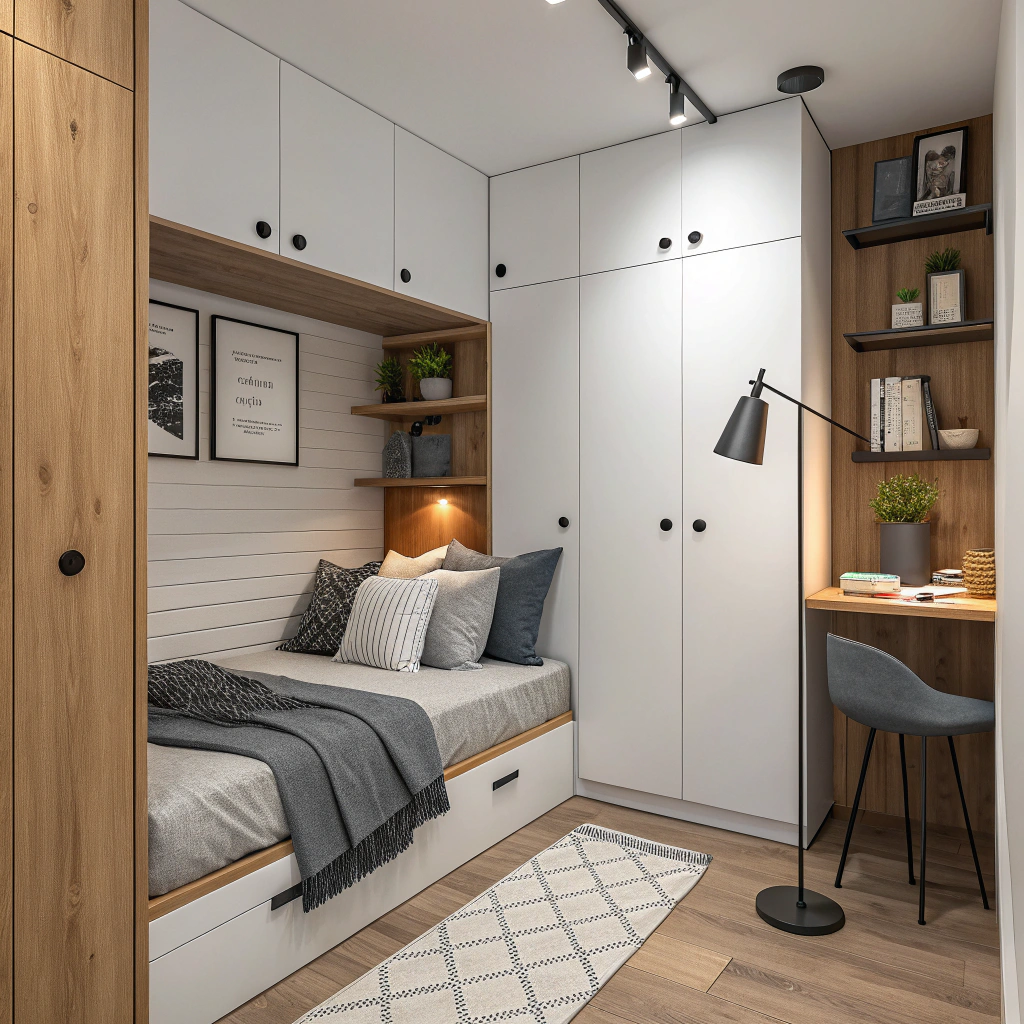 Как сочетать молочные и графитовые акценты в спальне